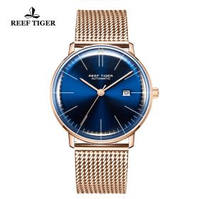 Classic Legend Mens Rose Gold Blue Dial Automatic Watch