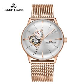 Classic Glory Mens White Dial Rose Gold Automatic Watch